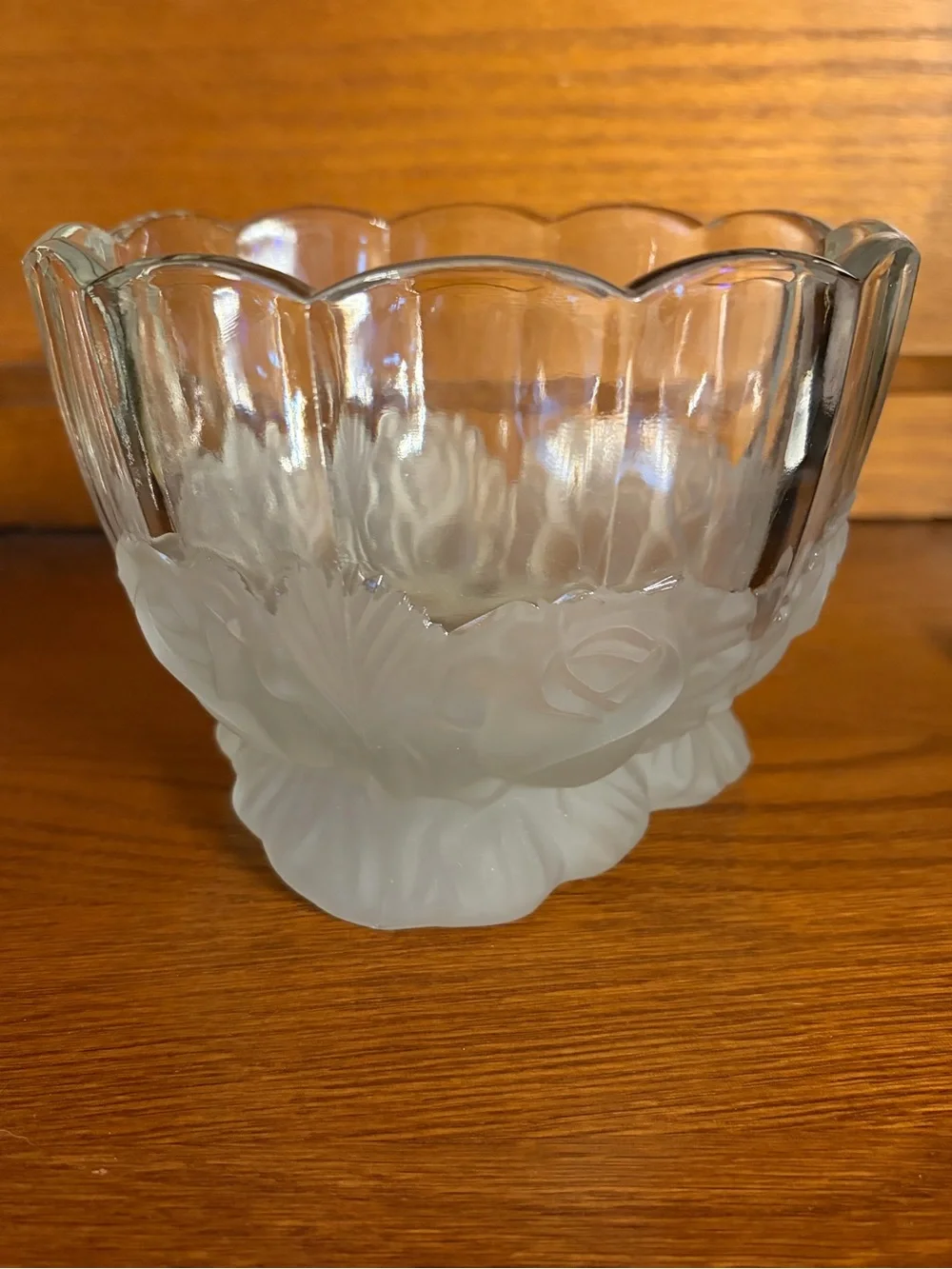 Vintage Imperlux Frosted Rose Pedestal Bowl